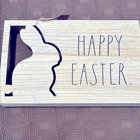 Rae Dunn Happy Easter Bunny Silhouette Wall Decor NWT - Picture 1 of 5